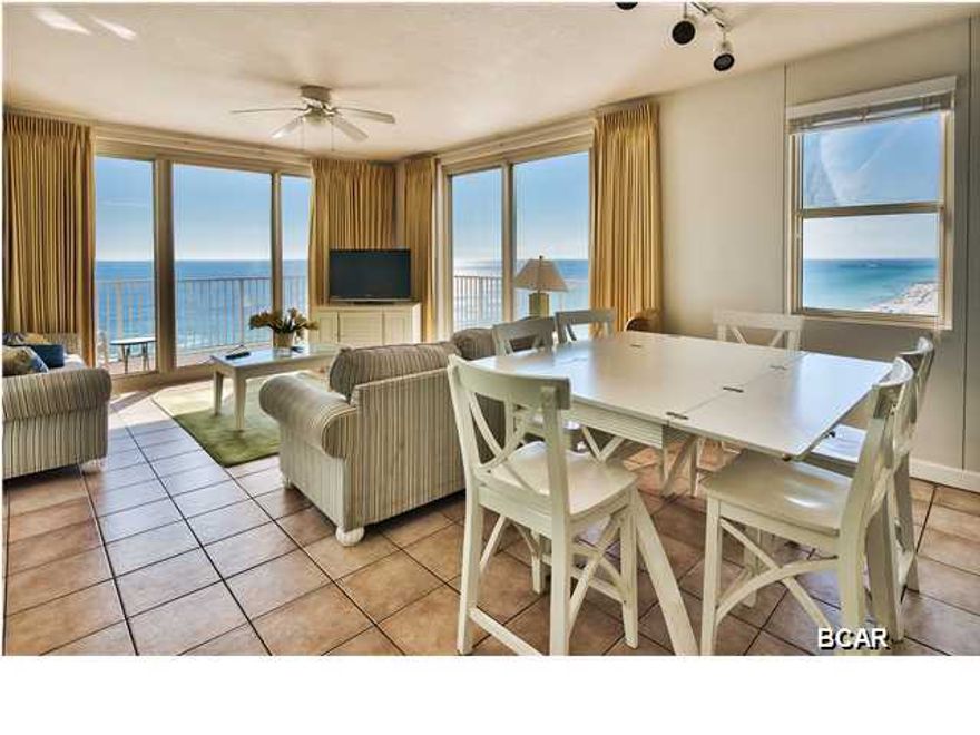 This is the most desirable floor plan at Shores of Panama. Condo 1601 is a fully furnished, 3 bedroom corner unit, offered for only $309,900! This is a true 3 bedroom unit with large sliding glass doors and INCREDIBLE VIEWS. This property would be a perfect second home, primary residence, or investment property. You will realize Shores of Panama is a one of a kind resort in Panama City Beach from the second you pull up to the elegant grand entrance. This resort is unlike any other with beautiful exterior details and impressive modern architecture. Shores of Panama is the ultimate vacation destination with multi-million dollar amenities: 14,000 SF lagoon style pool which is the nicest on the beach, tropical pool deck with upgraded beach chairs, hot tubs and a tiki bar. Come view this today! 500 ft of beach frontage, fitness facility, indoor heated pool which the snowbirds love to have, onsite spa, a ball room and more.