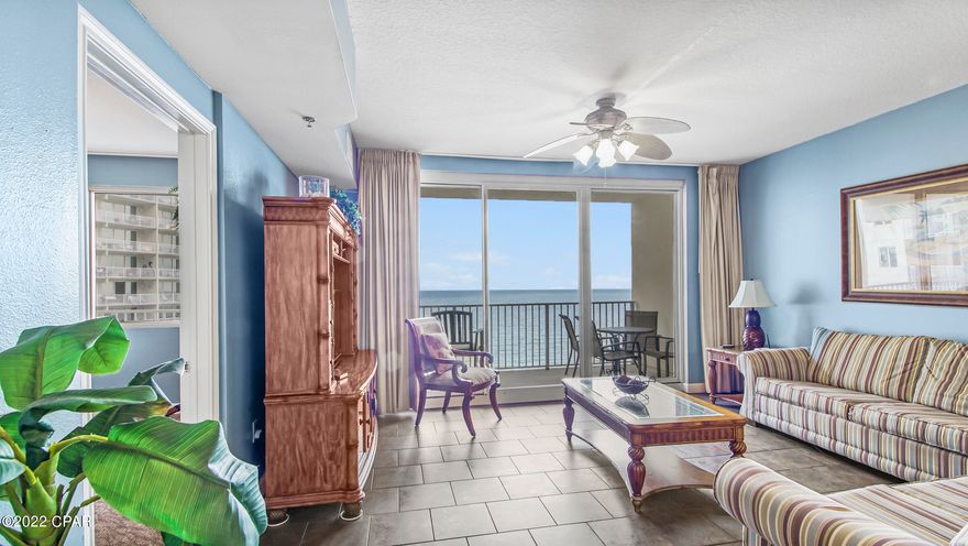 NEW HVAC Installed 9/22! Get your Condo on The World's Most Beautiful Beaches with the most popular floor plan at Shores of Panama, with a Double Balcony and Master Bedroom facing the gulf! Fully Furnished with all vinyl plank tile, offered fully furnished and turn-key. Barn door completes the updates to Bunkroom to make this a 2 bedroom unit. Shores of Panama, a 23 story Tuscany style condominium complex in the heart of PCB, next to Pineapple Willy's and famous for their Massive Gulf Side Pool and Hot Tub, 2 Tiki bars, Indoor Pool, Garage Parking, and a Fitness Center! Includes One Dedicated Parking Spot on the 9th floor. Active Vacation Rental, Showings during Turnover Dates. $35,000-$45,000 Rental Income Projected. Buyer to verify all information deemed necessary