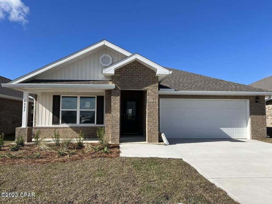 Liberty neighborhood is conveniently located in beautiful Panama City off of Star Avenue near 231. Located just 25 minutes from Tyndall Airforce Base, 20 minutes to hospitals, and less than 15 minutes to shopping, restaurants, and grocery stores you will be amazed at the convenience once you enter the winding entrance to this beautiful sanctuary. Liberty, D.R. Horton's premier new lifestyle community, offers a 75,000 square foot community center with full gym, wellness rooms and much more. Additionally, behind the community center is a water wonderland with resort style pool, splash pads, and an outdoor grilling kitchen with seating. Just when you thought it could not offer more, there are sidewalks, ponds, fountains, and conservation areas throughout this beautiful neighborhood full of nature.

When you enter the Cali floorplan through the prairie door you will notice immediately the brightness of the entry hallway. This 4 bedroom 2 bath, 1830 square foot, home is an open floorplan with two bedrooms separated by a full bathroom at the front of the home and one bedroom across the entry hallway affording family and friends alike privacy when visiting. The large kitchen island overlooks the dining room and living room allowing all to be together or doing individual tasks in each area. The main areas of the home as well as the bathrooms and laundry have beautiful luxury vinyl plank while the bedrooms offer plush carpeting. The spacious primary bedroom leads to the large bathroom featuring a soaker tub, large shower, water closet, and a massive closet. This home is situated on beautiful lot, entering the cul de sac and backing to the conservation area. This 3-sided brick home comes with the front, sides, and backyard sodded. This home backs to the pond and offers a very large back yard. Please call (850)588-1962 or email Panamacityeastinfo@drhorton.com for more information.