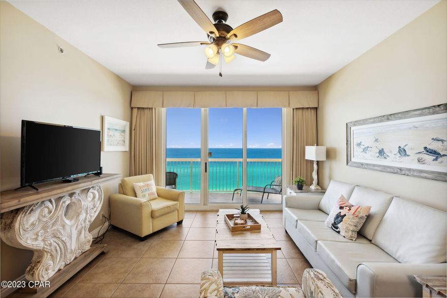 UNDER CONTRACT AND ACCEPTING BACK UP OFFERS.  This 2 bedroom/2 bathroom condominium in Tower I at Calypso offers a luxurious and comfortable beachfront living experience. The unit features stunning views of the Gulf of Mexico from the private balcony, where you or your guests can enjoy morning coffee or evening cocktails while taking in the beautiful scenery.

The condominium is tastefully decorated and fully furnished with all the modern amenities for the perfect home or turn-key investment property. The kitchen is fully equipped with  appliances and granite countertops, making it easy to prepare meals during your stay.

The master bedroom features a comfortable king-size bed, an en-suite bathroom with a walk-in shower, and access to the balcony.

The resort's amenities include two beachfront pools, a hot tub, a fitness center, and a clubhouse. There is also a beachside Tiki bar and grill, which serves up delicious cocktails and casual dining.

Calypso is ideally located in close proximity to many popular attractions in Panama City Beach, including Pier Park, which is just a short distance away. Pier Park features an array of shopping, dining, and entertainment options, including a movie theater, and an amusement park.

Conveniently located near Frank Brown Sports complex and recreational center. 
 
Whether you are looking for a relaxing beach vacation or an action-packed adventure, Calypso is the perfect destination for you.