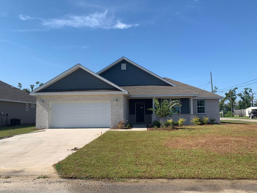 NEW CONSTRUCTION IN LYNN HAVEN - NO HOA Beautiful new home under construction in the heart of Lynn Haven. Tray ceilings in master bedroom and great room, and elevated electrical outlets for mounting a TV. Interior of home includes LVP flooring throughout main areas, carpet in the bedrooms, and tile in the bathrooms. Kitchen has stainless steel appliances, light grey quartz countertops, and brushed nickel fixtures and hardware. Exterior of home is built with brick front and vinyl siding, two-car garage, covered porch, & fully sodded yard with sprinkler system