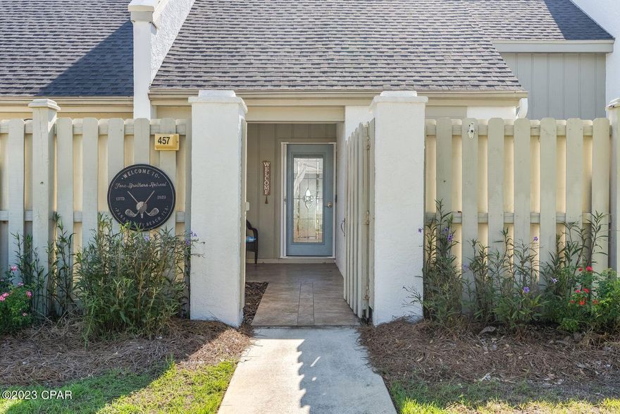 Calling all Golfers! This gorgeous 2 bedroom, 2.5 bath condo is thoughtfully updated, tastefully decorated and turn key ready. Main level offers updated kitchen with sleek white Quartz countertops, stainless steel appliances, cherry cabinets, tile floors overlooking the peaceful setting that Bay Point offers.  Screened in patio has brand new hot tub and a separate sun area with Trex decking. Bedrooms upstairs include a full length screen in balcony to take in the sounds of nature.  This condo is perfect for full time living, vacationing or short term rental.