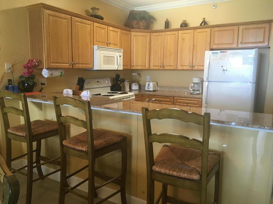 TILE THROUGHOUT WITH LARGE EXTERIOR STORAGE CLOSET-NEW HVAC SYSTEM 9/18, REPLACED HOT WATER HEATER 2015, REPLACED REFRIGERATOR 2018,REPLACED STOVE 2017.CEILING FANS! ENJOY THE GORGEOUS VIEW ON OVERSIZED BALCONY! CONVENIENTLY LOCATED DIRECTLY ACROSS FROM ELEVATORS! RENTAL HISTORY AVAILABLE UPON REQUEST. UNIT IS ON BLUE MARLIN VACATIONS RENTAL PROGRAM AND COULD BE SUBJECT TO RESERVATIONS MADE ON OR BEFORE FINAL CONTRACT DATE! OFFERED FULLY FURNISHED AND RENTAL READY. ALL DATA AND SPECIFICATIONS! THERE IS AN ESTOPPEL FEE-$250 AND A TRANSFER FEE-$100 FOR NEW Buyers.  ''This is relinquished property in an Internal Revenue Service Section 1031 Tax Deferred Exchange for seller, buyer to cooperate with seller in accomplishing the exchange at no additional expense or liability to buyer'