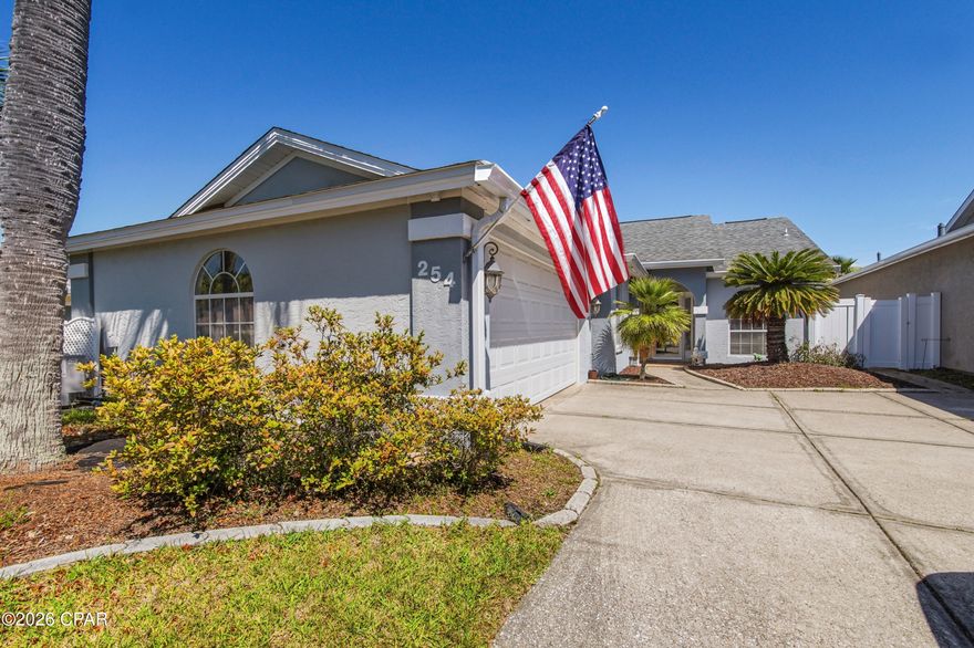 Welcome to 254 S Glades Trail in beautiful Panama City Beach--an upgraded coastal retreat just a short walk from the world-famous white sandy beaches.
This thoughtfully renovated 3-bedroom, 2-bath home with a 2-car garage offers the perfect blend of modern convenience and laid-back Florida living. Since purchasing, the seller has made extensive improvements, giving you peace of mind and a truly move-in-ready experience.
Step inside to a newly opened, light-filled floor plan where the kitchen flows seamlessly into the living and dining areas--ideal for entertaining. The kitchen has been completely transformed with elegant marble countertops, soft-close cabinetry, and convenient lower drawer storage, paired with all-new appliances for a sleek, functional finish. Durable and stylish LVP flooring runs throughout the main living spaces, enhancing both aesthetics and ease of maintenance.
Major system upgrades include a newer roof and all-new plumbing throughout the home. Even the attic has been improved with flooring installed from end to end, providing exceptional storage options rarely found in homes like this.
Out back, enjoy your private oasis featuring a sparkling pool enclosed by a newly added screen cage--perfect for relaxing or hosting year-round without the hassle of pests.
With its prime location, modern upgrades, and inviting layout, this home offers the ultimate beach lifestyle whether as a primary residence, vacation getaway, or investment opportunity.
