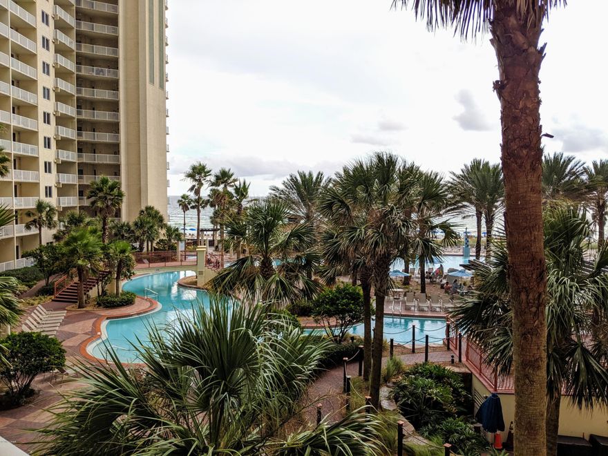 The beach getaway you've been dreaming of at the super popular Shores of Panama! This beautifully decorated, beach inspired 1 bedroom + bunks Gulf front condo is ready to go on the rental market. All new Samsung appliances including front loader washer and dryer.  

New stone accent wall behind tv in living area. New furniture and new Faux blinds installed. Brand new 2.5 ton Air Conditioner with smart thermostat installed September 2020. Newly painted. Riveting Gulf views are framed by decorator perfect interiors. Sunshine and warm gulf breezes abound from the balcony, with amazing Gulf views. The Shores of Panama offers resort style amenities including 13,966 SF Gulf side lagoon pool and hot tub, large heated indoor pool & hot tub, health and fitness center, spa, sauna,