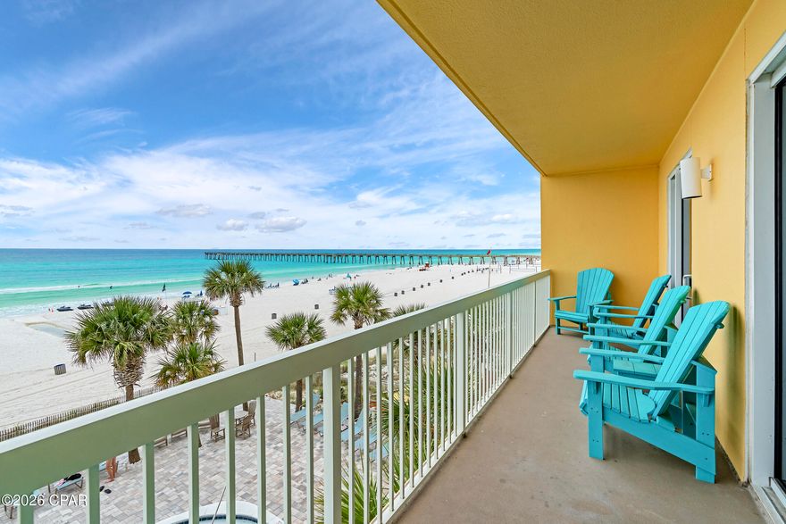 **IDEAL LOCATION PAST THE ELEVATORS** Be on the sand or at the pool in minutes - this third-floor Calypso Tower II condo is all about convenience, offering quick access and no elevator waits (plus direct access to the covered parking garage via the elevated walkway).

Inside, gulf views take center stage from the main living area, primary suite, and balcony, creating a setting that reflects the best of Panama City Beach living. Open living spaces with 9' ceilings create a bright, airy feel with an easy flow between kitchen, dining, and living areas.

The layout lives larger than a typical two-bedroom, comfortably sleeping eight and functioning like a three-bedroom. The gulf-front primary suite opens directly to the balcony and features an ensuite with dual vanities and a walk-in closet, along with a new mattress for added comfort. The secondary bedroom has also been updated with a new king bed and mattress, making it ready to use from day one. The separate bunk room adds flexible sleeping space, while the living room has been refreshed with a recently replaced sofa. The spacious balcony extends the living area outdoors with new Polywood furniture designed for durability in the coastal environment.

Set directly on the beach and across from Pier Park, the location places dining, shopping, entertainment, and Topgolf within easy reach. Calypso's amenities stand out with two gulf-front pools, a tiki bar, BBQ grills, fire pits, a gulf-front fitness center, and an onsite general store.

A coastal retreat in one of Panama City Beach's most desirable resort settings - defined by direct beach access, stunning gulf views and great amenities, offering a space that's ready to enjoy from day one. Schedule your showing today.