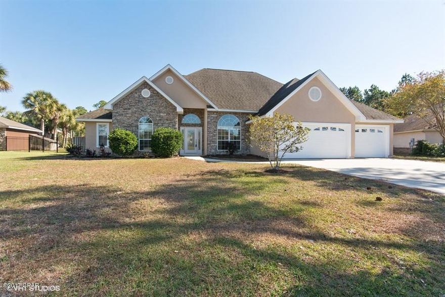 Beautiful Colony Club home on a huge lot! Superb location down the street from Pier Park and Frank Brown Park, minutes to the beach, next to Holiday Golf and close to restaurants! This lovely home has 4 bedrooms, 3.5 bathrooms, a large kitchen, formal living room, large family room and formal dining room. The large kitchen has hard surface counter tops and opens to the family room, which has a beautiful gas fireplace. The master suite is spacious with a 14x10 walk in closet! The master bath is large with double sinks, hard surface counter top, shower and deep jetted tub. Off the master suite is a screened porch- perfect for morning coffee. The patio off the living area is also tiled. All the bedrooms have spacious closets. The home has brand new carpet in all the bedrooms, is freshly painted inside throughout, the air conditioning system is brand new, and the Whirlpool stainless steel appliances are all brand new!