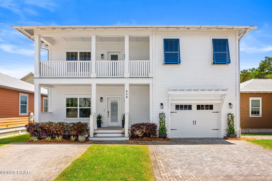 Charming beach cottage offering the perfect blend of coastal living, modern upgrades, and energy-efficient features.  Located within a gated community featuring a resort-style pool, two dog parks, and a children's play area, this beautifully maintained home combines classic beachside charm with exceptional neighborhood amenities. This home embraces classic beachside charm with thoughtful enhancements designed for comfort, convenience, and long-term savings.

From the moment you arrive, you'll notice the well-kept exterior complete with rain gutters and hurricane shutters, providing both curb appeal and peace of mind. A deep water well services the yard irrigation system, allowing you to maintain a lush landscape without impacting your utility costs--keeping the water bill at approximately $100 per quarter.

Inside, the home features a functional and inviting layout with the primary suite conveniently located on the main level, offering privacy and ease of access. The master suite serves as a relaxing retreat, complete with a fully renovated bathroom completed in December 2025, featuring updated finishes and a fresh, modern feel.

Upstairs, you'll find four additional bedrooms along with a spacious second living area, providing ample room for family, guests, or flexible use such as a media room, playroom, or home office. The upstairs bathrooms were upgraded in 2023, with beautifully tiled showers and sleek glass doors.

The home has been further enhanced with hardwood flooring installed in September 2025 throughout the primary bedroom and all upstairs bedrooms, adding warmth and durability. Upgraded closet systems in the primary suite and two additional bedrooms provide efficient and stylish storage solutions.

The kitchen is equipped with brand new Samsung Bespoke appliances installed in September 2025, including a refrigerator, oven, and dishwasher, offering both modern design and reliable performance. A RainSoft water softening system, oxygen water system for the washing machine, and reverse osmosis filtration at the kitchen sink and refrigerator ensure high-quality water throughout the home. The washer and dryer are also included for added convenience.

Energy efficiency is a major highlight, with solar panels and a Tesla battery backup system significantly reducing utility expenses. With use of the battery system, the electric bill averages approximately $60 per month. Additionally, the garage is equipped with a 240-volt outlet for electric vehicle charging, making it ready for a Tesla or other EV.

Step outside to enjoy your private hot tub, perfect for unwinding after a day at the beach or entertaining guests year-round. This outdoor feature enhances the home's relaxing coastal lifestyle.

With extensive upgrades, a versatile floor plan, and cost-saving features already in place, this beach cottage stands out as a move-in ready opportunity. Whether you're seeking a full-time residence or a second home this home delivers comfort, efficiency, and coastal charm in one exceptional package.