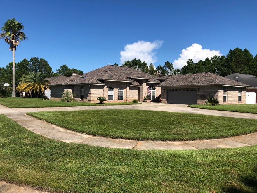 Fully bricked, executive home located in Callaway Point near East Bay, just 10 minutes from Tyndall AFB.  This beautiful home is located in a quiet subdivision and situated on a corner lot with a large circular driveway and oversized 2-car garage.  The home boasts 10' ceilings in the spacious living room, formal dining room, and entryway.  The kitchen features granite countertops with backsplash, stainless steel appliances, and an eat-in kitchen with bay window (currently used as an additional sitting room).   The large master bedroom features a sitting area, private door for access to the back patio, double sink vanity in the master bathroom, and a very spacious walk-in closet with lots of shelving for the best organization.  There is an additional master bedroom/mother-in-law suite with  it's own full bathroom and walk-in closet; additional two bedrooms are spacious with generous closets.  There is a gas fireplace in the living room, and several new skylights in all 3 full bathrooms and the laundry room providing the best natural light  The backyard is fully fenced and includes a covered patio. *Gas stove, fireplace, and heating  *All pets are part of the application process and subject to the homeowner's approval.  *1/2 off security deposit for active military  *Subdivision: Callaway Point.  All measurements are approximate.