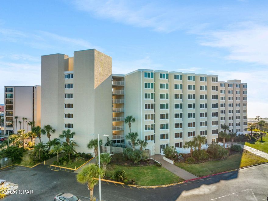 The Perfect Beach Retreat!  Beautifully updated Gulf front Studio Condo located at Top of the Gulf resort in Panama City Beach!  This studio condo features a tiled floor throughout, full kitchen, king size bed and ample natural light. There is even a large storage closet that some owners have turned into a bunkroom.  In February 2026 the electrical panel was replaced along with all of the outlets.  The location could not be any better! Nearby attractions include Ripley's Believe It or Not, Wonderworks, Signal Hill Golf Course & St. Andrews State Park. Ready for Lunch or Dinner?  Walk just down the beach to one of the most well known restaurants in PCB - Pineapple Willy's! There are also many other dining, shopping and entertainment options a short stroll away.  
OPENING SOON - Tootsie's Orchid Lounge.  Located right on the beach just steps from Top of the Gulf.  It will feature Live Music, Food & Drinks in a massive 36,0000 sqft venue.
Schedule your showing today!