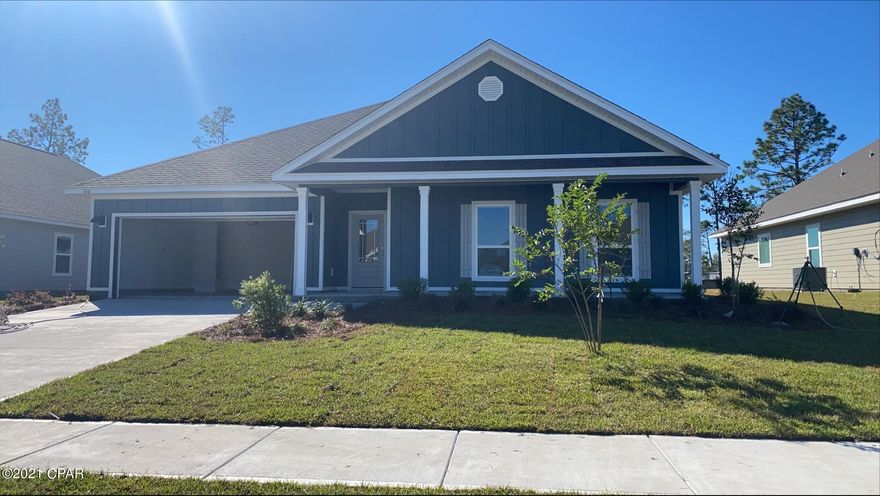 Perfect for families of all sizes is the beautifully designed 4 bed, 2.5 bath, 2 car garage Victoria floorplan. Interior features of this home include luxury

vinyl plank flooring throughout, with carpet in the bedrooms. The living room is the central point of this floor plan and is open to a large eat-in kitchen with granite countertops and an under-mount stainless steel sink in the center island and a walk-in pantry. Appliances include a smooth top range, dishwasher and microwave. Bedroom 1 has large walk-in closets, a private bath with dual sink vanities, a separate tile shower, and a large soak tub. Conveniently located near shopping, dining, Tyndall Air Force Base, and a short drive to the white-sand beaches and turquoise seas. This community is the perfect place to call home! This home comes standard with a Smart Home Technology package which includes a KwikSet keyless entry, Skybell doorbell, automated front porch lighting, an Echo Dot device, and Quolsys touch panel which can be integrated to control your lighting, thermostat, front door and so much more. 

This home is being constructed with the Zip Sheathing system, providing greater protection than a traditional housewrap from damages due to wind, rain, and extreme weather. A builder 10-year structural warranty is also included.

Pictures may be of similar, but not necessarily of subject property, including exterior and interior colors.