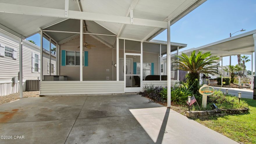 Welcome to Cottage 148 in Emerald Pointe Resort--a delightful coastal retreat with a carport and the PERFECT porch for enjoying the Florida lifestyle. This cottage features a large primary bedroom, spacious family room, and comfortable flow designed for easy full-time living or extended beach escape getaways. Offered partially furnished and ready for your personal decorator touches, this cottage in this unique community is an outstanding opportunity for full-time living, a second home, or an income-producing short-term rental.
Emerald Pointe Resort is one of Panama City Beach's hidden gems--a gated, pet-friendly, golf-cart-friendly community in the highly desirable Upper Grand Lagoon area. Unlike crowded high-rise condos, this low-density neighborhood offers you the opportunity to own a detached, single-family cottage with covered, private parking  in a secure, gated community with resort-style amenities.
Residents and guests enjoy access to two swimming pools (one seasonally heated), a hot tub, large clubhouse with full kitchen, Ping-Pong table, fitness center, catch and release fishing pond, shuffleboard, and beautifully maintained grounds. The peaceful setting offers the perfect balance of privacy, convenience, and recreation.
With its ideal Upper Grand Lagoon location, you're just minutes from the sugar-white beaches of the Gulf, several marinas on Grand Lagoon, shopping, dining, and local attractions. St. Andrews State Park, Shell Island, and Pier Park are all within easy reach, while Northwest Florida Beaches International Airport is just a 30 minute drive away.
Whether you're searching for a primary residence, vacation getaway, or smart investment property, Cottage 148 delivers the best of beach living in one of the area's most charming, gated communities.