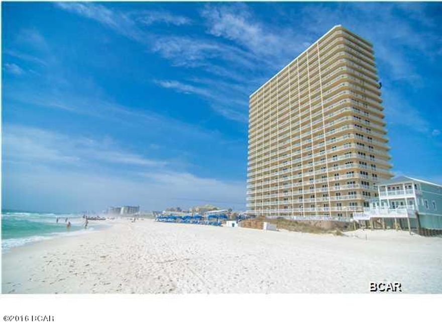 Incredible value for this turnkey 1BD/2BA at Seychelles! Close in time to capture high $ rental income. Quarterly HOA dues cover all utilities even power! This property has been meticulously maintained. Conveys fully furnished and rental ready. Tiled living area and stainless appliances. Perfect elevation within the development not too high, not too low. Let this condo be your next home away from home or performing investment property! This cozy 1 bed/2 bath condo accommodates six people with a king in the master bedroom, built-in hallway bunks, and a sofa sleeper.  Located in very desirable area of Thomas Dr. next to popular restaurant Schooners and less than one mile from St. Andrews State Park one of the most beautiful and popular state parks in the state! This Gulf front building lush, tropical landscaping, fully equipped fitness center, high speed elevators, Seasonally heated Gulf front pool, Dune walkover, covered parking garage. Escape to the natural beauty of Seychelles Beach Resort. Fronting 200 feet of beautiful gulf-front terrain, this gorgeous high-rise resort condominium rises 22 stories above the sparkling sugar-white sands and emerald green waters, offering spectacular views of the Gulf of Mexico. Seychelles is a great to have a second home for your family or rental investment.