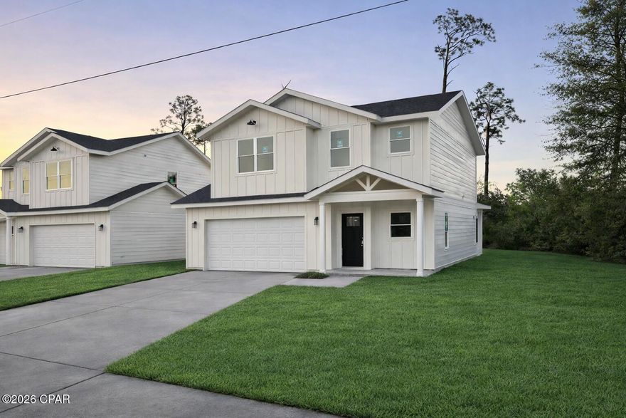 New quality construction built by Bay County Builders, a local builder with a proven record of delivering solid, functional homes. This home is nearing completion and offers the opportunity to secure new construction without a long build timeline. The builder provides a one-year warranty for added peace of mind. Located at 1228 13th Street in the growing Southport area, the property provides convenient access to everyday needs while remaining outside of heavy congestion. Grocery stores, shopping, dining, schools, and hospitals are all within approximately 15 minutes. Northwest Florida Beaches International Airport is about a 20-minute drive, and the beaches are approximately 30 minutes away, with easy access either through town or via Hwy 388. 
This brand-new two-story home features 3 bedrooms and 2.5 bathrooms, with all bedrooms located upstairs and a convenient half bath on the main level for guests. The main living area offers an open, efficient layout with vinyl plank flooring throughout. The kitchen includes matching granite countertops throughout the home, paired with matching appliances, a modern white finish, and black fixtures. Bathrooms feature coordinated granite surfaces with tiled finishes. 
Upstairs, the primary suite includes his-and-hers closets and a bathroom with a tiled, glass-enclosed shower. The two secondary bedrooms share a full bathroom with a shower/tub combination. The laundry room is located on the second floor and positioned to serve all three bedrooms efficiently. Additional features include Hardie board siding for durability and low maintenance, a two-car attached garage, and a large septic tank designed for long-term capacity. Seller is offering $7,000 in concessions that may be applied toward closing costs, interest rate buy-down, lender fees, or to reduce cash needed at closing. Property is eligible for FHA, VA, USDA, or conventional financing .