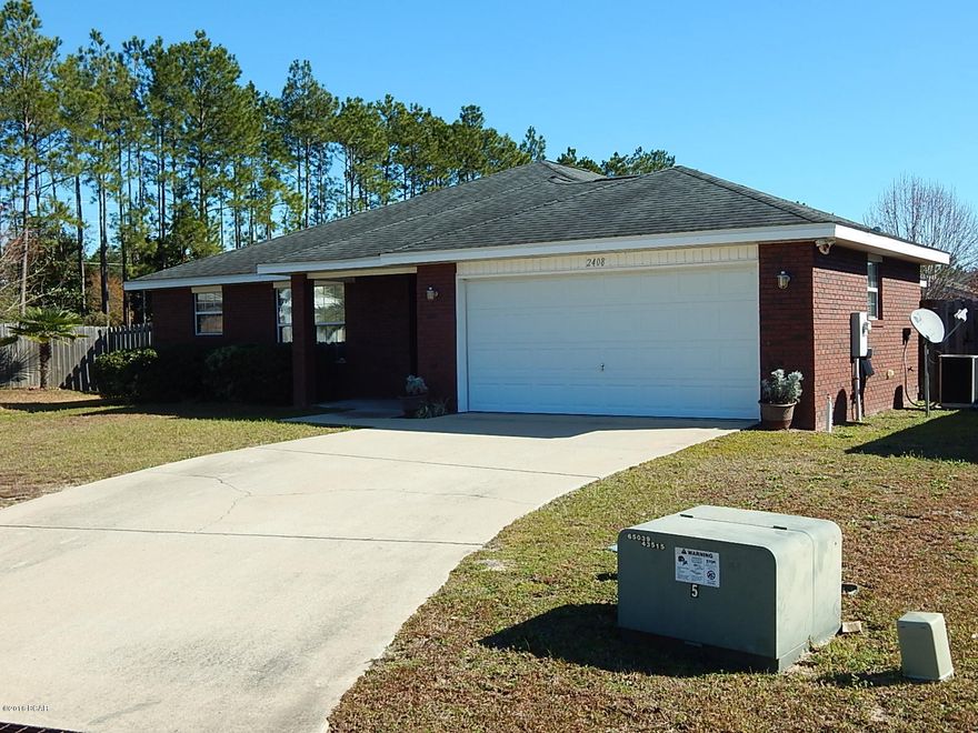Brick home on large Cul-de-Sac lot conveniently located to Tyndall AFB, Beaches and Shopping. This home has a well thought out split bedroom floor plan. Lots of counter top space and ample solid maple wood cabinets make this a great kitchen if you like to cook. Large great room with a nice brick fireplace that is the focal point of the room. The living area is wired for surround sound. Master Bed room is good sized with Jetted soaking tub and separate shower. Split his and hers sinks with large walk-in closet. The yard is large with double gate for boat or RV Parking. Great location, Great Price. Put this one at the top of your ''must see'' list.
