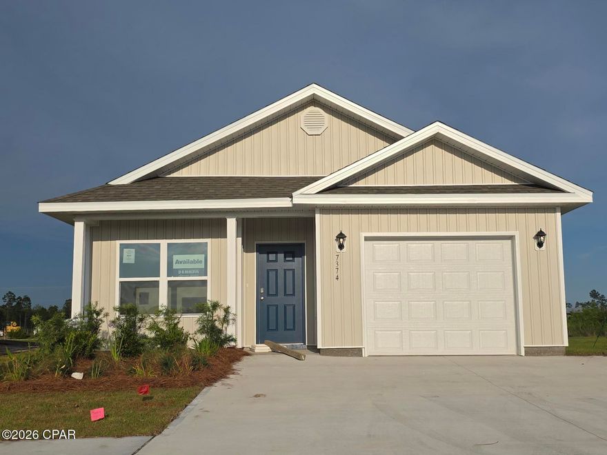 Welcome to the Ryker Plan, one of our new plans at Liberty I Panama City, Florida. The Ryker is a spacious single-story home with 1,443 square feet of comfortable living. This beautiful home offers 3 bedrooms with 2 bathrooms, and a 1-car garage. Met with a cozy covered porch as you enter the home, The foyer welcomes you with beautiful EVP flooring which spans throughout the home in the main areas and bathrooms. Right by the front door is a bonus area which can serve as an office or a creative space. The hallway leads to the garage and laundry room into the open kitchen and living room area and the second and third bedrooms with the second bathroom in between. Each bedroom boasts plenty of space and sizeable closets for organization with soft carpet flooring.

The kitchen includes an island for extra counterspace and seating with granite countertops, stainless steel appliances, and beautiful white cabinetry. Natural light illuminates this main area for your family and friends to enjoy. Nearby, covered patio access is located by the primary bedroom and the dining area. The spacious primary bedroom features its own bathroom complete with double vanity granite countertops, a large walk-in closet, and a relaxing shower. In addition to all the features and amenities our Ryker plan offers, each is built with our Smart Home technology package, designed to bring the ease and convenience of life right to your fingertips.

On the outside of this popular plan, you will see durable vinyl siding, a rear patio to enjoy the spacious back yard and the beautiful Florida weather. Our Liberty community features underground utilities making it less susceptible to damage from severe weather leading to fewer outages and more reliable service. Residents of Liberty can enjoy exclusive access to two amenity centers, complete with two pools, a children's splash pad, two playgrounds for endless fun, a well-equipped fitness center, two pickleball courts and a basketball court to name a few things. To learn more about this home for yourself, call us to get connected today!