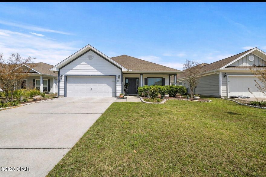 106 Redfish Way, the popular Bailey floor plan in the highly sought after subdivision of Mill Bayou. This floor plan offers 3 Bedrooms 2 Bathrooms plus Office. This well-maintained home tucked into a quiet neighborhood that offers both comfort and convenience. This inviting property features a functional, open layout designed for everyday living and easy entertaining. Natural light fills the main living areas, creating a warm and welcoming atmosphere from the moment you walk in.

The kitchen offers ample cabinet and counter space, making meal prep simple on a large inviting island of updated quartz, while still staying connected to the living and dining areas. 
The bedrooms are generously sized, providing plenty of room to relax and unwind, while the primary suite offers a private retreat with its own en-suite bath.

Step outside to enjoy a spacious large fenced yard perfect for gatherings, pets, or simply soaking up the Florida sunshine. Whether you're a first-time homebuyer, downsizing, or looking for an investment opportunity, this home checks all the right boxes.

Conveniently located near shopping, dining, and walking distance to North Bay Haven Charter Academy, and just a short drive to Tyndall Air Force Base and the beaches. This home combines peaceful living with easy access to everything Panama City has to offer.

Home qualifies for 100% financing 

Schedule your private showing today