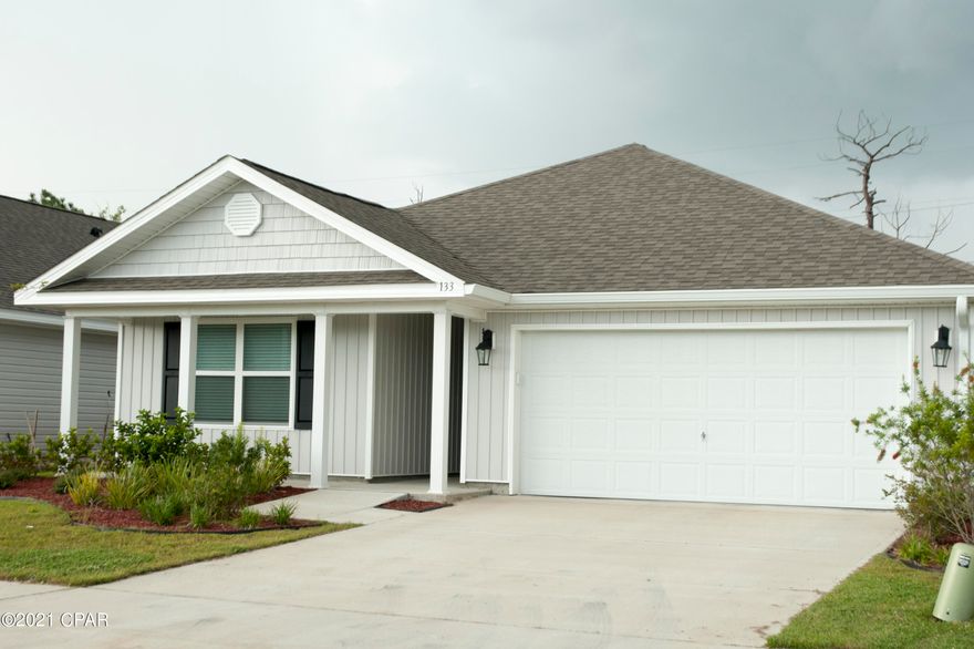 This beautiful home was constructed just a few years ago by DR Horton.  This spacious home has 4 bedrooms and 2 baths, and is conveniently located near the entrance to Bridge Harbor.  The kitchen features dark cabinets with a large island that has the sink built in.  Kitchen overlooks the large living area.  Low maintenance fenced yard.  You will love this beautiful new neighborhood that is convenient to TAFB!  Neighborhood features a beautiful community pool with fire pit and play area, sidewalks throughout the community,  as well as access to East Bay.  The property is currently rented, Lease expires on 1/1/2022.