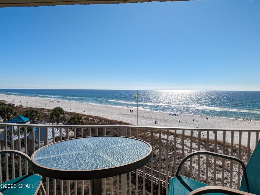 'CURRENTLY UNDER CONTRACT, SELLER WILL CONSIDER BACKUP OFFERS' Vacation with your pets at this pet friendly Dunes of Panama 'A' building condo!  Enjoy beautiful sunset views from this 2 bedroom, 2 bathroom Gulf Front condo that is literally just steps to the beach, two pools, grills and a poolside tiki bar!  This condo will make a great investment property or a second home.  Tiled kitchen, dining room, hallways and bathrooms.  Remodeled to an open floor plan, redesigned kitchen and remodeled bathrooms.  Own your own piece of paradise.  The Dunes of Panama Resort has 1500 linear feet of sugar white sand, 3 gulf front pools (one heated), tennis courts, basketball, free WI-FI, fitness room, volleyball, shuffleboard, outdoor BBQ grills, Stingray's restaurant and gift shop and the Sneaky Tiki poolside.