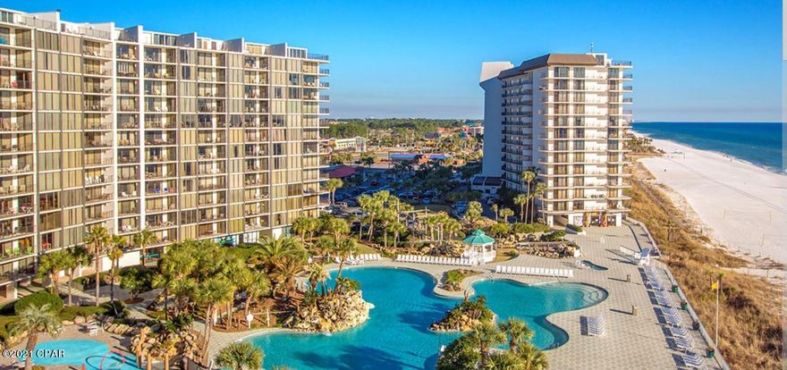 Stunning unit on the perfect floor...Great 6th floor unit for viewing the beach, gulf & pool.  Updates in the kitchen include a raised ceiling, Granite countertops, cabinets and light fixtures (4 years old).  The condo is very nicely appointed & tiled throughout the LR/DR/Kit. Carpet in the bedrooms has been well cared (4 years old. ) There are 2 Master BR in this condo...one

is Gulf side with private bath, the other is large with a private bath & walk in shower. The W/D new in 2020 with 5 yr. warranty.  The Glass door in LR is new.  This type unit brings in approximately $50,000/yr. on rental. CONDO BEING SOLD AS IS...Edgewater is the only Full Service Resort on PCB offering Free Golf to owners, Tram Service, 11 pools, 4 hot tubs, OCEANS Restaurant Gym, Edgie's Market...sq.ft.,age.approx