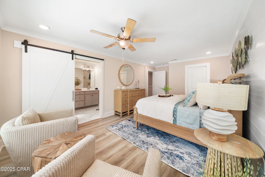 NO RENTAL RESTRICTIONS!!! Our stunning pool is NOW OPEN! The prefect place to SOAK UP THAT Florida SUN! Seagate at Clara is a new townhome community nestled in the vibrant city of Panama City Beach, FL. This two-story unit features board and batten exterior and covered entries. One car garage provides a great space for storing beach essentials. This open concept townhome boasts a stylish kitchen with white cabinets, tile backsplash, a large island with quartz counter tops - perfect for entertaining.  The elegant Owners Suite is designed with comfort in mind showcasing a large walk in closet and double- bowl vanities. Main Bath has tiled shower.  All bathrooms have quartz countertops.  LVP is located throughout the home.  The community pool features a cabana, lounging, seating and grilling stations. This community has a dedicated dog park. Seagate at Clara is in a prime location, approximately 1.4 miles to the sandy beaches and just minutes from Pier Park.