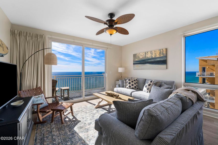 Perched on the 21st floor at the highly sought-after Splash Resort, this top-floor penthouse truly feels like a ''Condo in the Clouds.'' Beautifully decorated and offered fully furnished, this turnkey 3-bedroom retreat is designed for unforgettable Gulf-front living and exceptional rental potential. Each bedroom features its own private Gulf-front balcony access, creating breathtaking views from nearly every corner of the condo.

Splash Resort is a destination all on its own, offering incredible family-friendly amenities that keep guests returning year after year. Enjoy the lazy river pool, multiple beachfront pools, children's splash pad and waterslides, dive-in movies on Fridays and Saturdays during season, fitness center, poolside bar & grille, coffee shop, onsite candy store, and community gas grills. Right outside your door, beach service offers jet ski rentals, banana boat rides, parasailing, and more for the ultimate beach adventure experience.

Whether you're searching for a luxury second home, a high-performing vacation rental, or both, this stunning penthouse delivers the perfect blend of lifestyle and investment opportunity. Don't miss your chance to own one of Splash Resort's most desirable top-floor condos with impressive rental returns and unbeatable Gulf-front views.