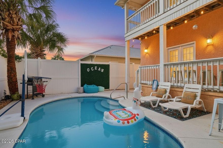 Welcome to your slice of true coastal paradise just steps from the sugar-white sand and iconic Emerald-green waters, with no main roads to cross, no HOA restrictions, and your very own private pool. This beautifully remodeled beach home offers the rare combination of walkable Gulf access, beach views, and true resort-style living, making it an exceptional opportunity as a full-time residence, second home, or income-producing coastal retreat. Perfectly positioned near the newly renovated Tootsies, you will enjoy easy access to dining, entertainment, and the heart of the beach lifestyle.

The private backyard oasis with pool is the undeniable showstopper, creating the perfect setting for relaxing, entertaining, and maximizing rental appeal. After a long day at the beach, rinse off in the 10-foot private outdoor shower, conveniently located just off the downstairs porch. The combination of a private pool and effortless walkability to the beach is a rare luxury and one of the most in-demand features along the coast.

Inside, the home blends coastal charm with modern comfort, featuring hardwood flooring throughout, Silver Pearl granite countertops, stainless steel appliances, and a sleek touch-activated kitchen faucet. The electric fireplace, easily activated by switch, anchors the main living space and creates a warm, inviting atmosphere for laid-back coastal evenings.

Outdoor living continues with two private balconies located off the Great Room and the Primary Suite, offering beach views and fresh Gulf breezes. The private porch off the downstairs bedroom flows seamlessly into the pool and outdoor shower area, making indoor-outdoor living effortless and ideal for entertaining.

The garage has been converted into a spacious game room, adding exceptional recreational value and elevating the home's rental potential while still functioning beautifully for everyday living. With no HOA, strong walkability, dining and nightlife nearby, a private pool, and multiple outdoor living spaces, this property delivers the freedom, flexibility, and coastal lifestyle buyers are searching for.

Spring season is right around the corner, and homes with a private pool, beach access, and no HOA do not last. Grab this one before peak demand hits and secure your place in one of the most desirable coastal locations available.