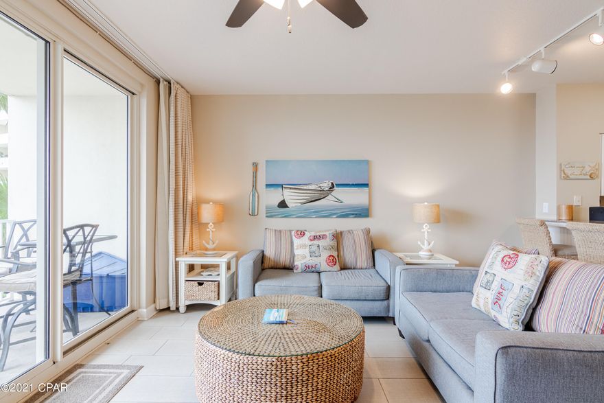 'CURRENTLY UNDER CONTRACT, SELLER ACCEPTING BACKUP OFFERS' 

LOW FLOOR - TAKE THE STAIRS - ASSIGNED PARKING SPACE - UPDATED. Could not be more perfect...watch the emerald coast sunset from your balcony! This beautiful decorated condo overlooks a one of a kind lagoon style pool just steps from the white sandy beach. Take advantage of the 3rd floor stairs with 3rd floor parking space & easy & fast access to get your toes in the sand! No need to wait for elevators! This coastally decorated condo was completely renovated in 2018 with new appliances, floor and furniture. Truly Stunning! In addition, wainscoting has been added for not only aesthetic purposes, but also as great protection for the interior walls. This beautiful condo includes 2 bedrooms, with 3 full baths and bunks. There's enough space in one of the bedrooms for a pull-out sleeper sofa. The unit is being sold fully furnished and rental ready. Shores of Panama has one of the most beautiful lagoon style pools of any resort on Panama City Beach. Not only will you enjoy the luxurious tropical landscape, you will be mesmerized by the fountains and waterfalls alongside the pool. Cool off with a refreshing drink at the poolside tiki bar! Shores of Panama offers exceptional amenities including an indoor pool with whirlpool tub, fitness center, coffee shop and much more. Make an appointment to see this outstanding property today!