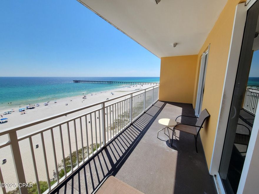 *Shown by Appointment* WOW! Sterling Reef is one of the most sought-after Gulf front communities on the beach! Low density means no waiting for an elevator and always a seat on the pool deck!  This 2 bed/2 bath unit is being sold fully furnished and includes washer and dryer! New tile throughout! The main bedroom has its own private bath and glass slider providing over-sized patio access and an amazing view of the water from bed! 
 Sterling Reef amenities include a fitness center with water view and two Gulf front pools for you to enjoy! There is also a grill area with outdoor seating. Plenty of ground floor Garage parking!
  Sterling Reef is located next to the County Pier, which makes it perfect for fishing, and across from Shipwreck Water Park! Walk to dining and entertainment! *All measurements/info to be confirmed by buyer/representative.