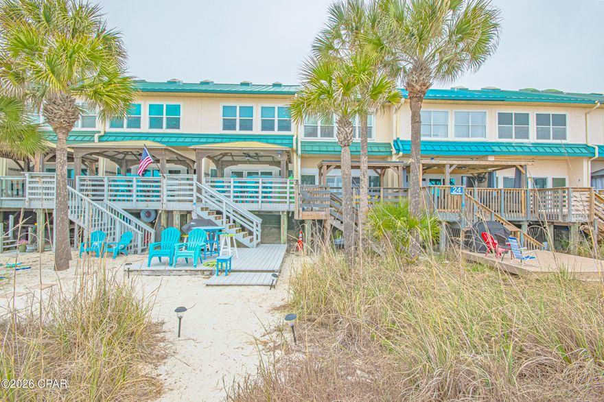 NO HOA - Experience the best of coastal living in this beautiful Gulf-front attached townhouse located just minutes from the stunning beaches and charm of 30A. This 3-bedroom, 3-bathroom property offers breathtaking Gulf views and direct access to the white sand and emerald waters that make the area so desirable.  Inside, the home is completely furnished and move-in ready, featuring a spacious layout designed for comfort and relaxation. Large windows and open living spaces allow natural light and Gulf views to fill the home, creating the perfect beachside retreat.  Conveniently located near restaurants, shopping, and entertainment, and just a short drive from Northwest Florida Beaches International Airport, this property offers both accessibility and privacy.  Whether you're looking for a high-performing vacation rental, a relaxing second home, or a full-time Gulf-front residence, this townhouse delivers exceptional value and coastal lifestyle all in one.