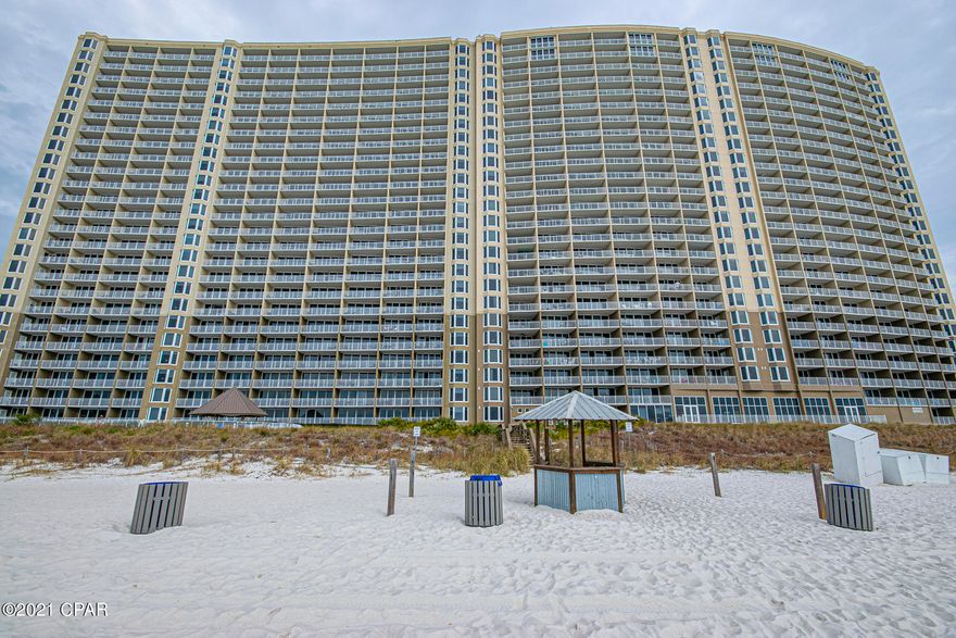 Emerald Beach 2328, heart of the beaches, sunset views, sugar white sand, these 1/2 w/ bunk units are one of the hottest available as well as one of the best return on investment condos available on the Gulf! The large master suite with its own full bath for privacy and the floor plan features an additional full bath for the other guests. The bunk adds two more beds as well as a fully furnished unit that includes a pull out sleeper couch. The design is very popular for vacation guests and accommodates 6. Updates include HVAC, Kaba door lock, TV, fixture, bunk bed,  this one is TURN KEY ready! On site amenities - 2 pools, walk over w/ sky bar, fitness center, free WI-FI, parking garage, Starbucks! Walking distance to multiple restaurants, Pier Park. This is an opportunity, come visit today!