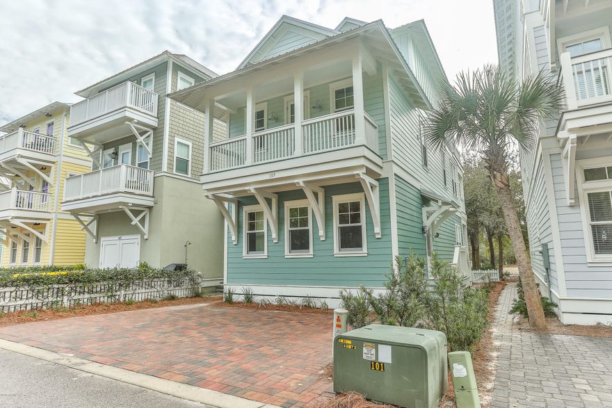 $20,000 FURNITURE ALLOWANCE with full price offer!!! One of the best opportunities in Carillon Beach! 109 Cottage Ct. is a new construction, built by Chi-Mar Construction. This home offers everything one would expect of a Carillon Beach home. An open floor plan is complemented by features that exude chic beach living. Beautiful hardwood floors, granite counters, stainless steel appliances, wood-wrapped walls, luxurious bathrooms and spacious balconies are just the beginning to the long list of impressive upgrades. Backing to a tree lined pedestrian walkway and only a block away from the deeded beach access, enjoy the peacefulness that the gated community of Carillon Beach offers. Carillon Beach amenities include 3 community pools, tennis courts, basketball court and 8 beach walkovers along the 4000+ feet of beach.