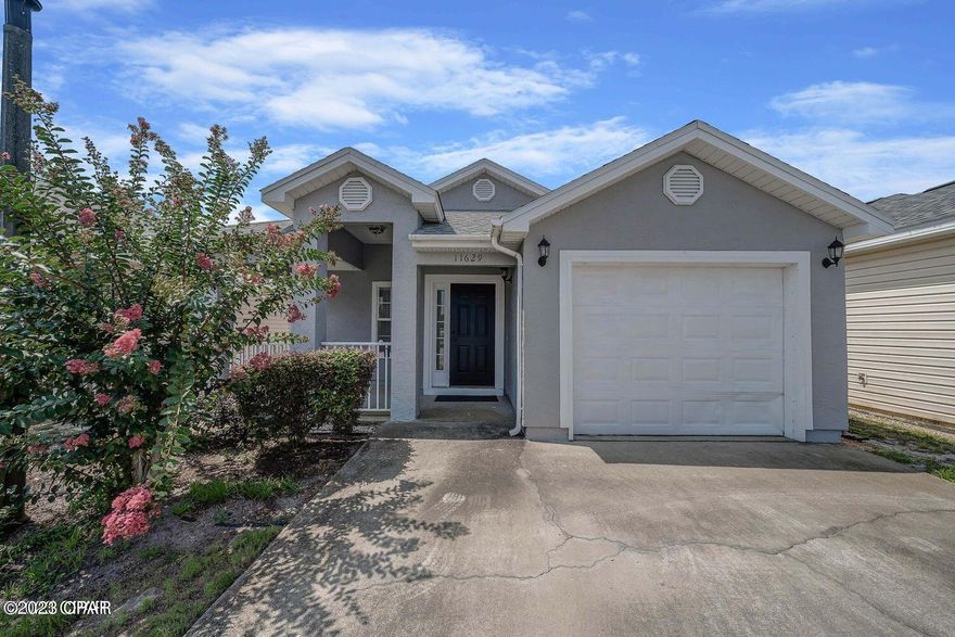 If you have been wanting a place in Panama City Beach, this cozy 3 Bedroom-2 bath home is ready for you in the Palm Cove Community. The location is fabulous and near the sand and surf. It is one level and has a single garage . It also backs up to a green space and pond -- unlike most that back up to another home. The property is fully furnished. There are two pools in the community to enjoy and the fees are reasonable at $449 per quarter. The exterior was painted a few months ago, so make it a point to see this one.