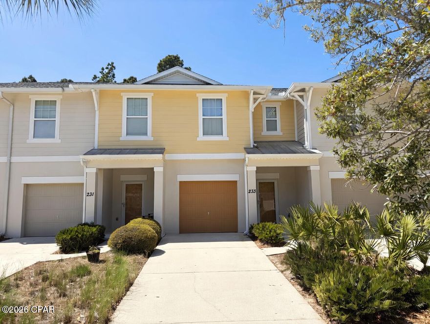Beautifully updated 3-bedroom, 2.5-bath townhome in the Whisper Dunes community of Panama City Beach. This two-story home features a fully remodeled kitchen, updated bathrooms throughout, luxury LVP flooring, LED ceiling lighting, and new ceiling fans. New roof installed in October 2024. The home provides 1,560 sq ft of heated living space with an open layout. Built in 2010 with durable CB stucco construction. The Whisper Dunes community includes a pool area, walking paths, and doggy stations. The HOA covers lawn care, exterior painting, roof maintenance, and common areas. Located minutes from the beach, Pier Park shopping, and dining. Well-suited as a primary residence or snowbird retreat.