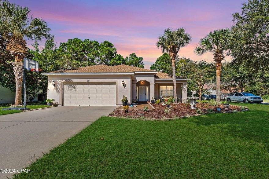 CURRENTLY UNDER CONTRACT, SELLER WILL CONSIDER BACKUP OFFERS. SOLAR-powered home! Seller will pay in full at closing. 
Discover your dream home on a LARGE CORNER LOT in the desirable Palmetto Trace community! This upgraded residence boasts two versatile bonus rooms, including a front office and a spacious climate-controlled Florida room. The large, ENCLOSED Florida room is so versatile...perfect for entertainment, game area and so much more!
Inside, you'll find beautiful features throughout, including BAMBOO WOOD flooring, new paint throughout...INSIDE AND OUTSIDE, wainscoting in entry, den & guest bathroom, elegant STONEWORK in the kitchen, beautiful PLANTATION SHUTTERS, and a stylish glass shower door in the PRIMARY bathroom. For a peace of mind...Brand NEW ROOF as of May 2024! You'll enjoy this oversized 2 car garage, it allows plenty of space for a work bench!
Palmetto Trace is a GOLF CART FRIENDLY neighborhood, featuring TWO inviting community POOLS, and is conveniently located near Pier Park, Pier Park North, Frank Brown Park, Gayle's Trails, and COMING SOON...Top Golf and Dolly Parton's Stampede! Last but not least..Our stunning white sand beaches. Don't miss your chance to see this fantastic home with endless possibilities—schedule your tour today!