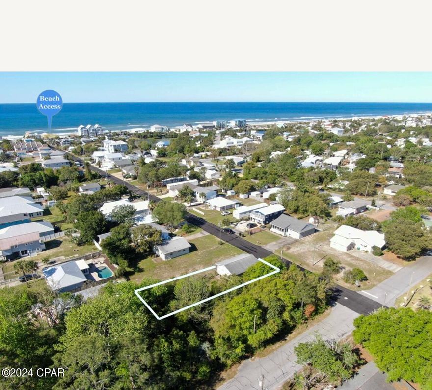 If you've been looking for a sweet property with an Ugly Duckling house at the beautiful West End of Panama City Beach, now's your chance! Located in sought-after Laguna Beach just TWO SHORT BLOCKS from the white sandy Beach, this could be the site where you build the home of your dreams.  Currently there is a 1970s beach cottage on stilts on the property— house is in disrepair and BEING SOLD  AS-IS FOR THE VALUE OF THE LAND WITH NO CONSIDERATION FOR THE BUILDING OR ANY IMPROVEMENTS.  CASH or HARD MONEY ONLY.
Awesome Laguna Beach location on a short, quiet street between Front Beach Road and Back Beach Road, NO HOA, no tall condos, high and dry (no flood insurance required), SHORT-TERM RENTALS ALLOWED (perfect for your Air B&B), situated right between the shopping and entertainment of Pier Park PCB and the unique beauty of S.Walton County/30a. The lot is large enough to accommodate a variety of house plans and still have room for a pool in back. There aren't many properties like this one left— get it before it's gone!