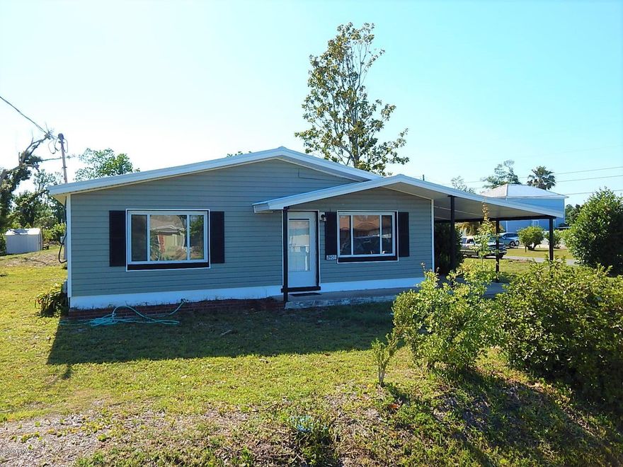 Centrally Located remodeled block home on corner . Owners just renovated the interior with all new Paint, Corelux Vinyl Plank floors, new interior doors and Front door, all new glass in the windows, and Metal roof after the storm. The septic was replaced in 2018. They installed central air and heat recently as well. What a great starter home for 1st time home buyer or rental property for the seasoned investor. We left the interior all white so you could put your designer touches to make it your own. There is a laundry room with hook ups under the carport. Ready to move in, Time to take advantage of the lowest interest rates we have seen in years. That would be subject to your credit of course...