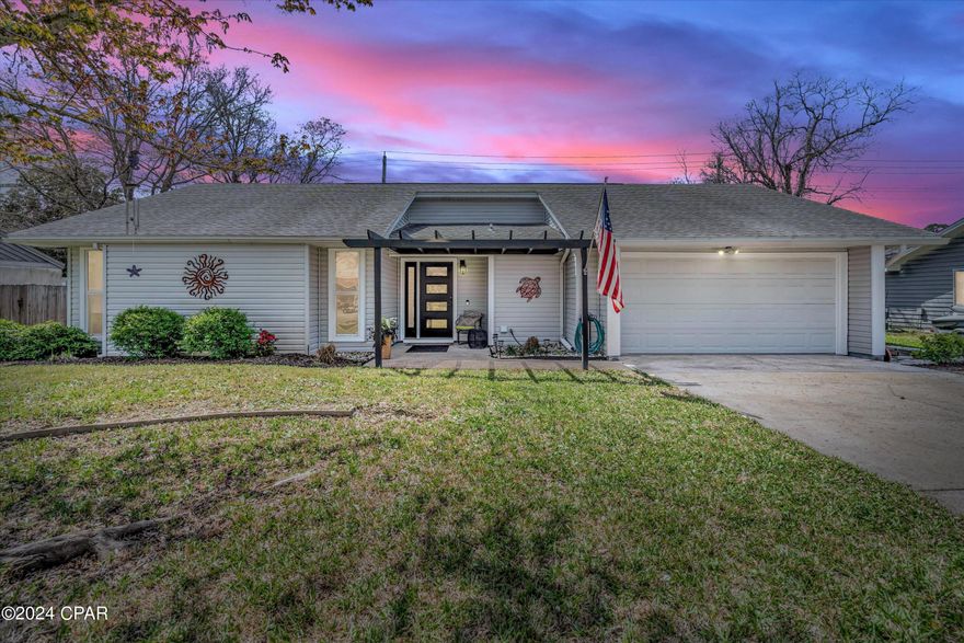 $5,000 SELLER CREDIT TO USE AS YOU WISH!  - WOW! Will this be your new home? YES! Enter and you will simply feel it. An amazing transformation. This three-bedroom, two-bath home has
been masterfully updated with attention paid to detail and design, surpassing any new construction. Enter the welcoming Foyer and notice how
light and bright the Open Floorplan is. It all starts from the bottom up with gorgeous Porcelain Wood Plank tile. Featuring Vaulted Ceilings and a
corner Fireplace, the Living Room flows into the Dining Area and Amazing New Kitchen. The Kitchen is a masterpiece with 42'' Shaker Cabinets,
Quartz Countertops, Subway Tile Backsplash, Stainless Appliances and Apron Front Farm Sink, Ship Lath Ceiling, Closet Pantry, and spacious
Breakfast Bar. A true Cook and Entertainer's dream. Down the hallway to the left, you will find two spacious carpeted Bedrooms and to the right
a Guest Bathroom with tub. The spacious Primary Bedroom, in the back corner, is tiled and has an accommodating Walk-In Closet. Behind the
Barn Door is the private updated bath with a tiled step-in Shower and another Barn Door that leads out to the Light Flooded 10' x 23' Bonus
Room with panoramic views is perfect for setting up a home office or relaxation spot and is also accessible off the Living Room. Other noteworthy
features of this amazing home include double-paneled windows, New Sliding Glass Doors, and New Front Door. Also included are Solar Panels
that are owned FREE AND CLEAR, providing the benefit of minimal power bills. Located in a peaceful community on a 1/3 Acre lot and just
minutes to the local beach, you will be able to enjoy your fully fenced backyard. No thru-traffic and NO HOA. Short drive to Tyndall Air Force
Base. Perfect as a full-time primary residence, winter retreat or SHORT-TERM RENTAL. Reach out today to set up a showing. (NOTE: Bonus Room
is under air but not included in Heated SF in public records. Actual Heated Area is 1,780SF)