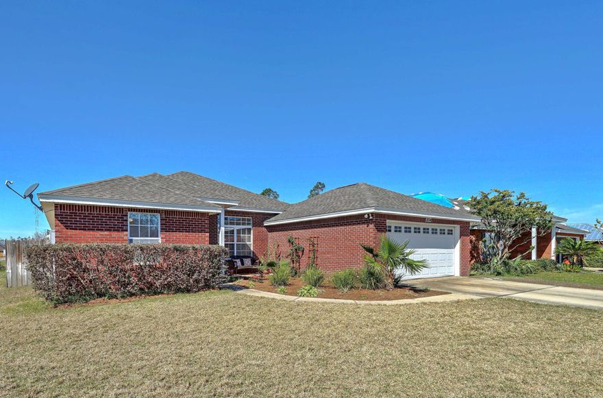 CURRENTLY UNDER CONTRACT, SELLER ACCEPTING BACKUP OFFERS   Are you looking for a MOVE IN READY home in a GREAT NEIGHBORHOOD, CLOSE TO EVERYTHING?  The interior includes a well-maintained split bedroom floorplan. The main living area features an electric fireplace, crown molding, and is open to the kitchen,  dining area and extra space that can be used as additional living space, office, etc. Kitchen is white and bright with granite counters, stainless appliances, breakfast bar and is adjacent to the dining area. Large master suite with tray ceiling, double vanity, and walk in closet. The additional bedrooms are oversized with lots of natural light and plenty of closet space. Large laundry room with extra pantry space, 2 car garage, and much more. The exterior features include a private, fenced in back yard with room for a pool and/or fire pit, covered patio for outdoor entertaining, yard building for extra storage, and sprinkler system with a separate meter to keep Zoysia grass looking it's best. Incurring only minor exterior damage from Hurricane Michael, all repairs have been made! New roof 2018, New A/C system 2017
Close to shopping, restaurants, and schools. Only 25 minutes to Tyndall AFB, NAS Panama City, and the beach! All measurements are approximate. Please verify if important.