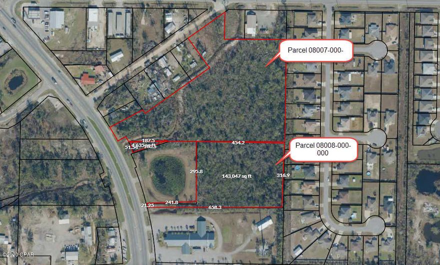 9.75+/- acre parcel fronting both Highway 77 and Scurlock Road.  Property dimensions and potential wetlands should be verified by survey or professional study.  Abundant land area, zoned Mixed Use, available for a variety of uses. This property has two parcel numbers: 08007-000-000 and 08008-000-000.