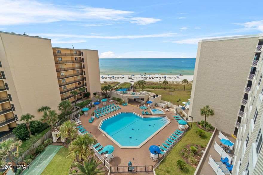 Currently under contract, will continue to show and take backup offers. EASY SHOW!  Top of the Gulf has stunning views of The Gulf Of Mexico and this wonderful facility is nearing the end of a $3.5 million renovation to the entire condo to include: new roof, railings, windows(1yr), guard shack, outside paint and new sign. In addition the HVAC and refrigerator are 1 yr old. Also featuring a large pool area for your enjoyment for swimming, kiddie pool and beautiful Sunsets to enjoy, Shuffle Board, BBQ and Picnic area, Snack Bar, Beach showers, coin laundry facility and meeting rooms.  This unit has been renovated and conveys fully furnished including two queen-size beds and full kitchen. Top of the Gulf has a healthy HOA with some of the lowest fees on the beach. This unit has been a short-term rental with income of $30k plus annually

Thank you for considering this fantastic condo, it won't last long so contact your favorite Realtor to schedule your private showing today!  All information should be verified if important by buyer or buyer's agent.