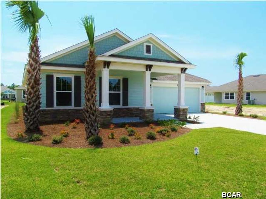 Welcome home to the Swift!  Featuring 4 bedrooms and 2 full baths this home is exactly what you have been looking for.   18'' tile greets you as you walk in the wide foyer and continues throughout the main living area.  This split bedroom plan offers a large open main living area and utility room and backpack rack/ mudroom as you come in from the garage.  Gas stainless steel GE appliances in this large corner kitchen.  The custom backsplash and 42'' upper cabinets are stained in a rich dark walnut color. The island can easily seat 5-6 people but the home also has a casual dining area overlooking the family room.   Dual shower heads in the oversize walk-in shower will make anyone feel like a king/queen.   Large oversize lanai prefect for entertaining and relaxing in your fenced backyard.