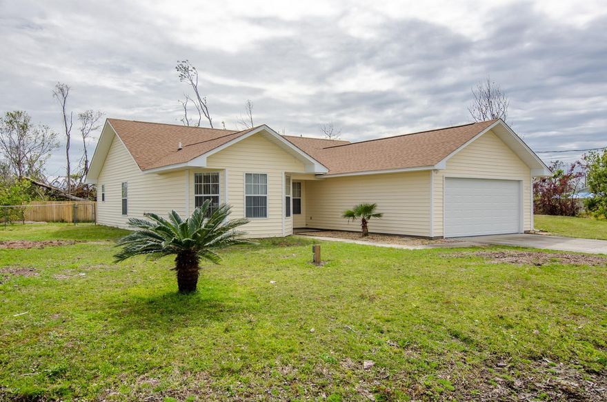 MOVE IN READY! SPLIT FLOOR PLAN! IMMACULATE home in a GREAT neighborhood!! This adorable 3 bedroom, 2 bath home is located on a quiet street at the end of a cul de sac. The home features a large fully fenced lot, new roof, newer AC unit, new carpet and much more! When you enter the home you will be greeted with an oversized living area leading to the dining nook and kitchen. The master bedroom is nearby and you will be impressed with its size! The master bathroom features a shower/tub combo and a vanity w/lots of counter space. On the opposite side of the home you will notice the other two spare bedrooms and a spare bathroom. When you head to the backyard you will love the size of the lot. The home has a sprinkler system, recently pumped septic system, and is on county water. All ages.... sizes, and specifications are estimated and must be verified.