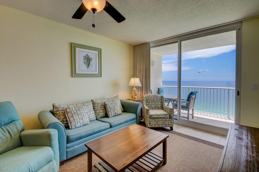 Turn-key rental ready with Gulf front master at Majestic Beach Resort! Ideally located just 5 miles east of Pier Park and 1.5 miles from Shipwreck Island Water Park. Take in stunning Gulf views from the kitchen, living/dining area, and private balcony. The oversize master features Gulf views and access to the private balcony, plus a luxurious en suite bath with large Jacuzzi tub, separate shower, and double vanity. Down the hall, there’s a 2nd bedroom and full bath for the kids. Majestic Beach boasts world-class amenities including 3 outdoor pools, 2 indoor heated pools, 3 hot tubs, H2O Bar & Grill, fitness center, sauna/steam rooms, movie theater, conference center, owners lounge, tennis and 650’ of sugar white beach. Invest in paradise with this beautiful Majestic Beach unit!