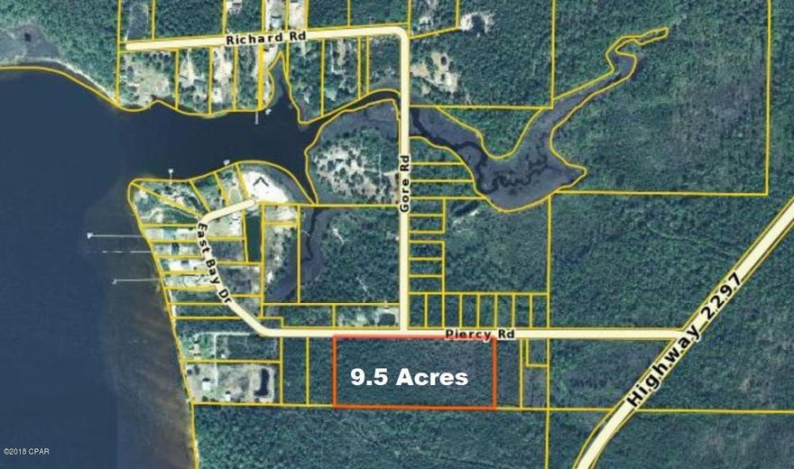 Outstanding 9.5 acres parcel ready for development, partially clear and front on recently paved Piercy Road. This site is just 2.4 miles from Eastern Shipbuilding Group Allenton yard and close to Richard Bayou. Two miles from Tyndall AFB accross the bay, but 17 miles by road to Tyndall visitor center, approx 25 minute drive. This lot could be divided into resiential building lots.  City water and sewer lines on Hwy 2297 - check City of Callaway for potential access. Convenient to a boat launch location with direct bay and intercoastal waterway access. With all the scheduled growth along the east Bay Area.  There is also a private airpark 4.8 miles North; This has great potential!
