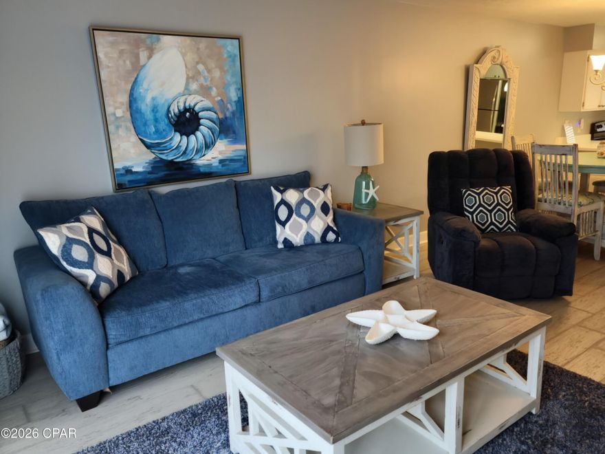 This is a 2 Bedroom with 2.5 Baths located in the Gated Resort of Gulf Highlands Beach Resort. The Downstairs consist of the Living Area, Dining Area, and Kitchen. The Kitchen Bar Area can seat 6, so it is great for ENTERTAINING. The whole downstairs is open, so no one is left out of the FUN going on around them! You can step out the back Sliding Glass Doors and onto the EXTENDED PATIO for HAPPY HOURS or GRILLING. When you have had all the FUN & SUN, just head upstairs to the 2 Bedrooms, each having their own Full Bath Ensuite. If you are looking for a Short-Term Rental, 2nd Home, Beach Getaway, or a Home to Live in... come check me out!!! The Resort consist of 797 unit and is located ACROSS THE STREET FROM THE BEACH. This unit is RENTAL READY, it has 2 DESIGNATED PARKING SPACES right in front of the unit, it is located across the street from the 18 HOLE MINI GOLF and a SEASONALY HEATED POOL. ~~ Gulf Highlands Beach Resort is a GATED RESORT in the HEART of PCB and Walking Distance to... Dining, Shopping, Post Office, and Walmart.  HOA fees $1122.24/Qtr include Household Trash Disposal, Internet, Lawn Mowing, Sprinklers, Termite Contract with HOA, Some Pest Control, PLUS the Amenities... 11 Pools ''5 Heated'', 3 Tennis Courts ''2 Lighted'', 4 Pickleball Courts, Workout/Gym Room, 18 Hole Mini Golf, 2 Playgrounds, Shuffleboard Courts, Conference Center, and a Private Beach House on The Beach along with 1 of the 11 Pools. Currently there is NO extra charge to use the Amenities. ~~ Age, S/F, and Dimensions are approximate... Please verify if important. ~~ All Information contained herein is deemed to be reliable but not guaranteed and should be verified by the Buyers. Everything is subject to... Errors, Changes with items in or on the Property, Omissions in prior sales, changes or withdrawals without notice.