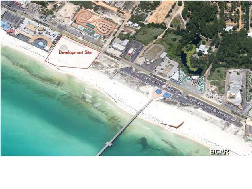 Incredible development opportunity! This ~3.65 Acre Gulf front commercial parcel on Front Beach Road offers ~450 feet of Gulf frontage and has a approved development order extended through 2016 for approx. 340 units. This is one of the largest developments on the market in Northwest Florida and is priced competitively. This property is conveniently located next to the County Pier and several restaurants within walking distance. The popular Pier Park Mall is just 3.5 miles west offering 900,000 sq. ft. entertainment, restaurants, and shopping. There is current commercial expansion within Bay and Walton counties, giving this parcel a lot of potential. The location is just 14 miles south of Northwest Florida Beaches International Airport, making this a convenient destination. The parcel  is also just 13.3 miles from the infamous, upscale community of Rosemary Beach and 14.3 miles from Alys Beach. Take advantage of this market in one of the fastest growing counties in the U.S. and watch your development grow with Panama City Beach. A full marketing packet available upon request.