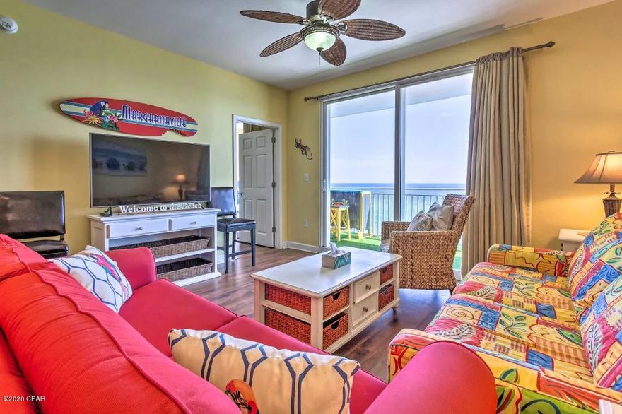 CURRENTLY UNDER CONTRACT, SELLER ACCEPTING BACKUP OFFERS

Beach living at its finest in the perennial favorite beach property, Splash - which offers the BEST rental income anywhere on the beach! Splash's Incredible Location and Outstanding On-Site Amenities Creates a Resort that is Unique to Panama City Beach. This is an Amazing Price for a Beautifully Furnished, Gulf Front Condo - this 2 Bed, 2 Bath (Wave) floor plan offers everyone Plenty of Room. The Margaritaville themed unit Features 9' ceilings, a Spacious Master Suite, Guest Bedroom, a Large Balcony, and Interior Upgrades such as slab Granite Counters in the Kitchen and Bathrooms & hard surface flooring throughout. This unit is a RENTAL POWERHOUSE. Splash! Offers all the Amenities of a True Resort Destination...over 400 feet of Pristine Gulf Frontage, Two Distinct Waterpark Environments - Complete with Lazy River, Water Jungle Gym and Toddler Pay Area, full state-of-the-art Fitness Center, a Pool and Jacuzzi just for the Adults, Island Style Beach Bar and Grill, Covered Parking, Interactive water Toys, ''Dive-in'' Movies, and Video Arcade with two mini Bowling Alley lanes. All this PLUS Covered Garage Parking, a Beach Apparel/Surf Shop and On-Site Rental Management & Check-In desk. It's all here at SPLASH! Located in the Heart of the Best Restaurants, Shops and Entertainment of course, Pier Park!