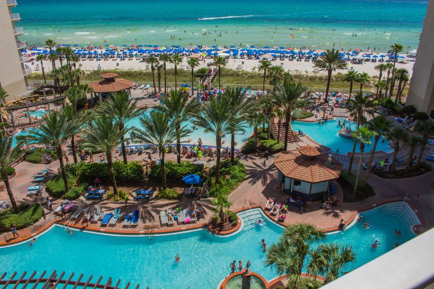 Located in the very popular Shores of Panama development, this 1Bed/2Bath+Bunk has it all! This fully furnished and rental ready property Includes 1 bedroom and a bunk Room, 2 full baths, gulf front living room & Master Bedroom, granite countertops & breakfast bar. Large Terrace offers the perfect view - you not only see the most beautiful beach in the world, you get the most beautiful lagoon pool in all of Panama City Beach! The Shores of Panama offers resort style amenities including 13,966 SF gulf side pool and hot tub, large heated indoor pool & hot tub, tropical landscaping, bridges, fountains, video bank, media room, health and fitness.