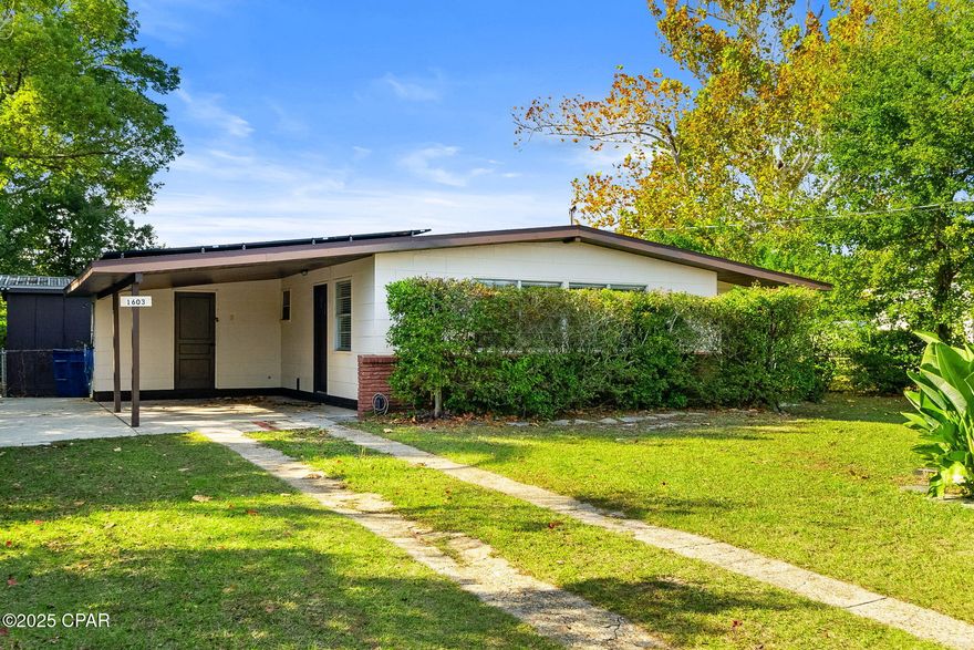 CURRENTLY UNDER CONTRACT, SELLER WILL CONSIDER BACKUP OFFERS - Centrally located in the St. Andrews area, this 2-bedroom, 1-bath home offers updated interior finishes and a spacious lot with room for outdoor use. The living and dining spaces feature vaulted ceilings with exposed faux beams and large windows for natural light. Refreshed kitchen cabinets, new countertops, sink, stove, hood, & backsplash add to the upgrades on this home. Both the interior & exterior HVAC units have been replaced in the past 4 years.

Both bedrooms offer updated vinyl plank flooring, and the bathroom includes a tiled shower surround and contemporary finishes. The property also includes a covered carport, exterior storage building, and a sizable fenced backyard suitable for a variety of outdoor activities. Solar panels are installed on the home for reduced electrical costs!

Conveniently situated near local shops in St. Andrews, parks, both FSU PC & GCSC, plus the Panama City classic Bowlarama, this property provides accessible in-town living with additional yard space not often found in similar areas. Water activities are available both in town & just over the Hathaway Bridge, where the World's Most Beautiful Beaches await. With the Navy Base & Tyndall Air Force Base just a short drive in either direction on Highway 98, you can't beat this location, so don't wait to schedule your tour today!

Buyer to verify all measurements, details, and information important to their decision.